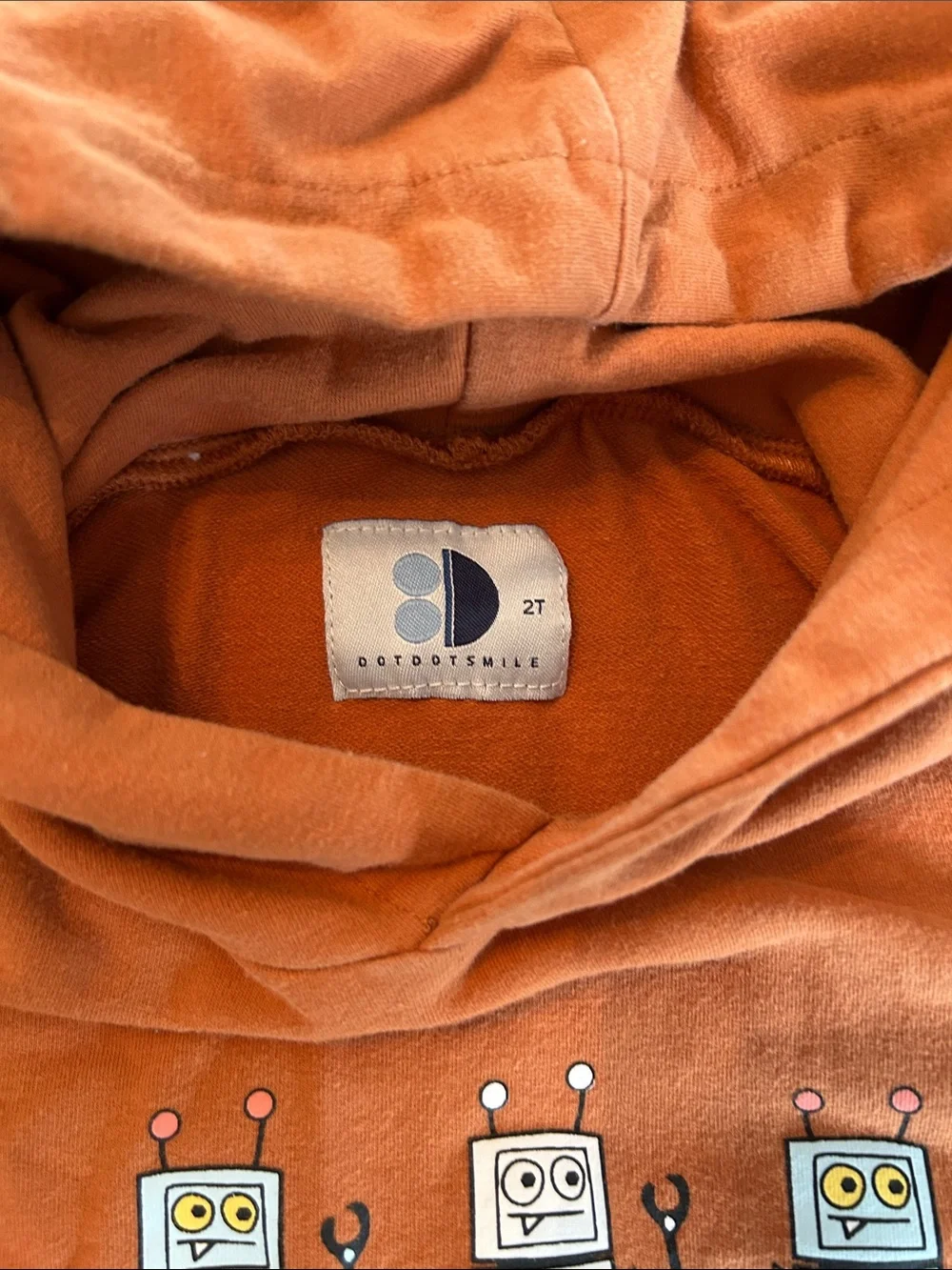 5 for 25 Dot Dot Smile Rust Orange Robot Pullover Hoodie